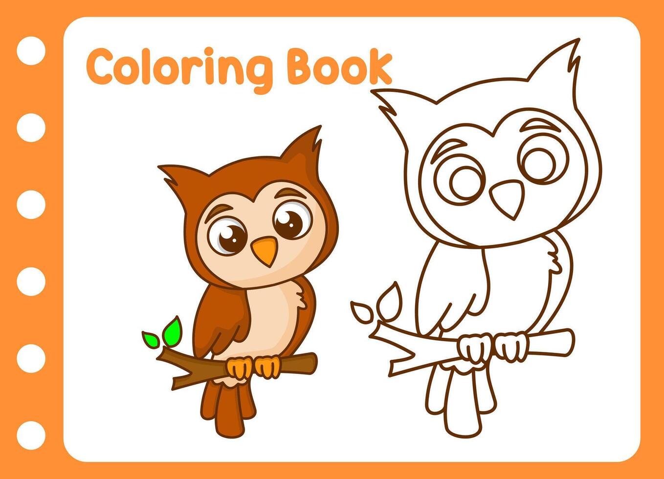 coloring book for kids. cute little owl vector