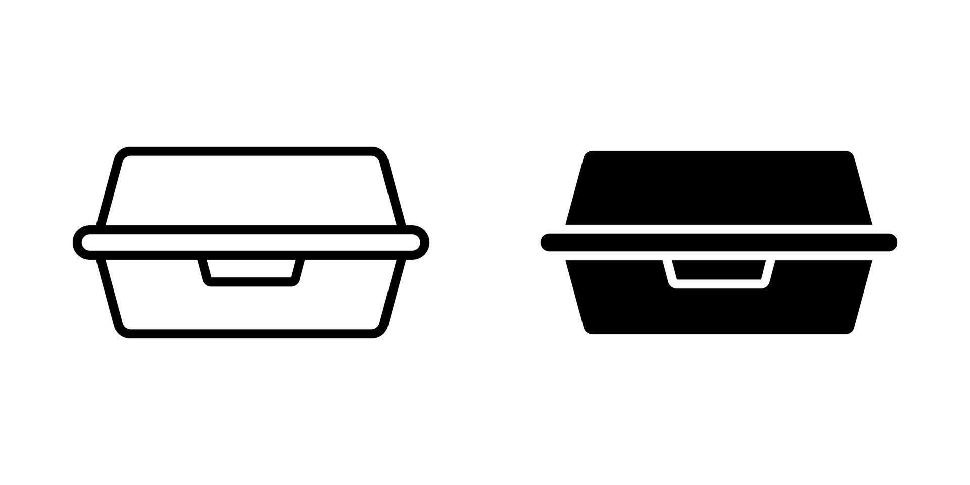 Foam meal box Icon set. Symbol isolated white background. illustration. color editable. vector