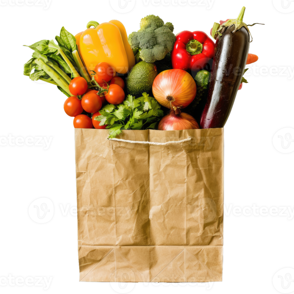 Fresh Vegetables Overflowing From Shopping Bag png