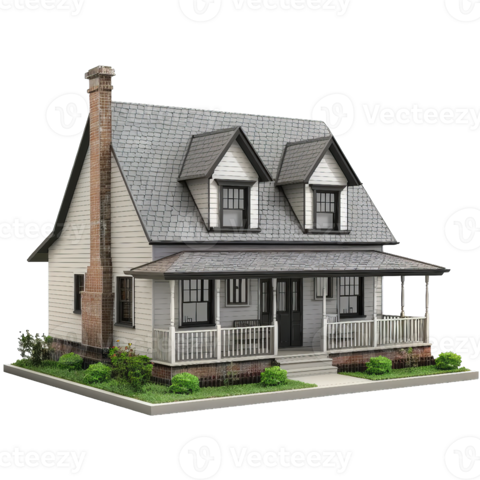 Charming Two-Story House With Porch, Architectural Design png