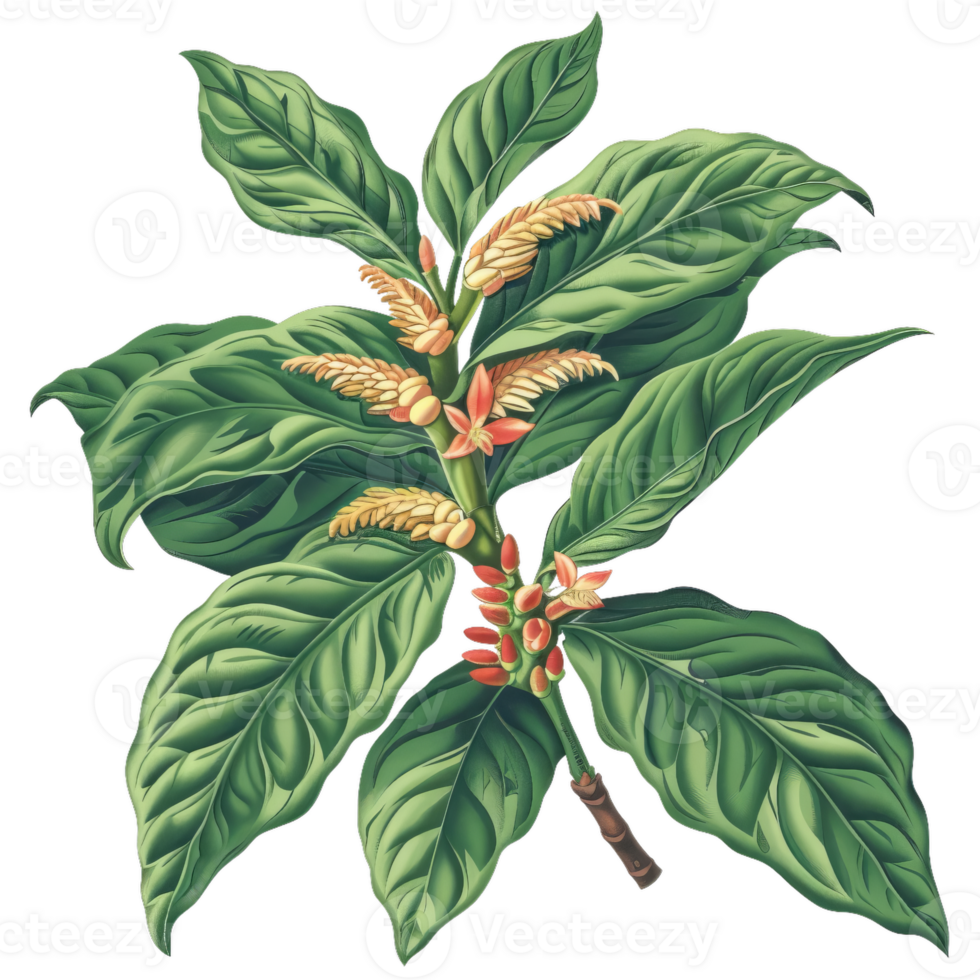 Botanical Illustration Of Coffee Plant Branch With Flowers png