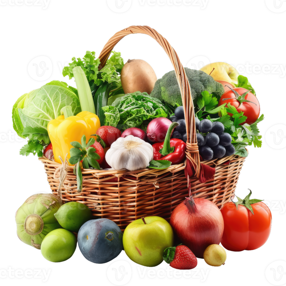 Basket Full Of Fresh And Colorful Vegetables And Fruits png