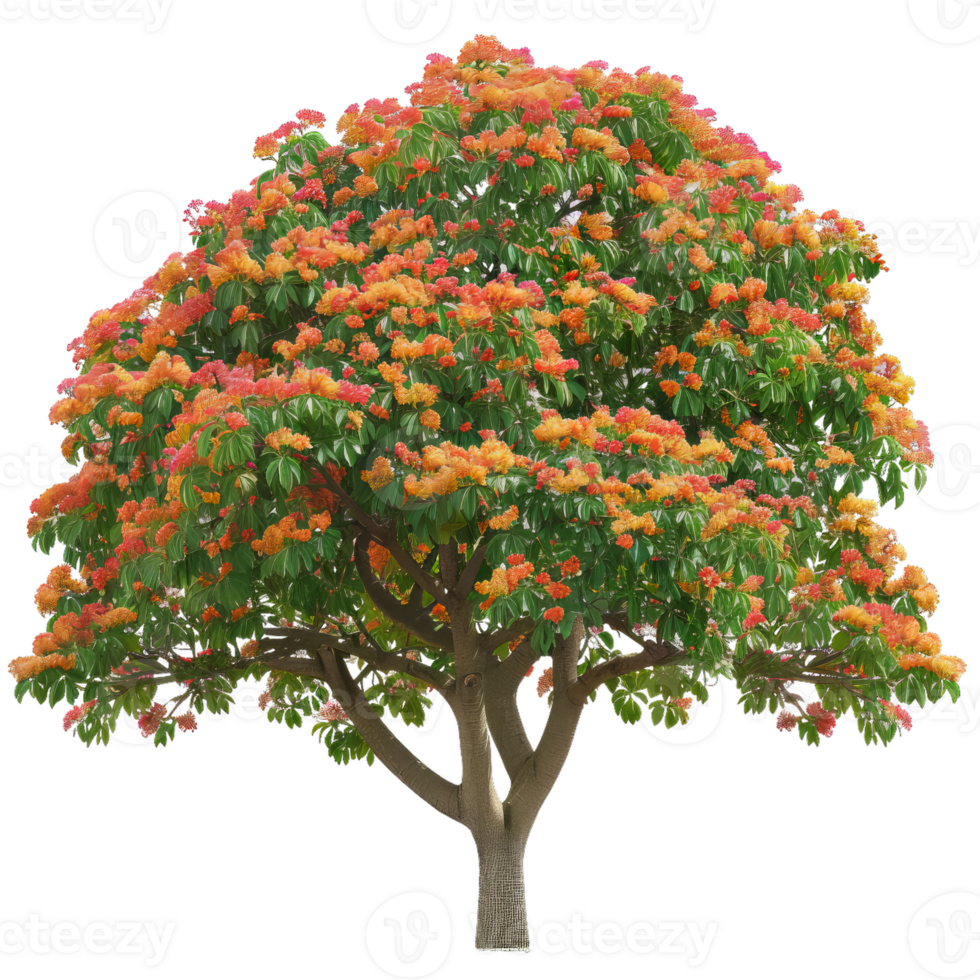 Scenic Blooming Tree With Vibrant Orange Flowers png