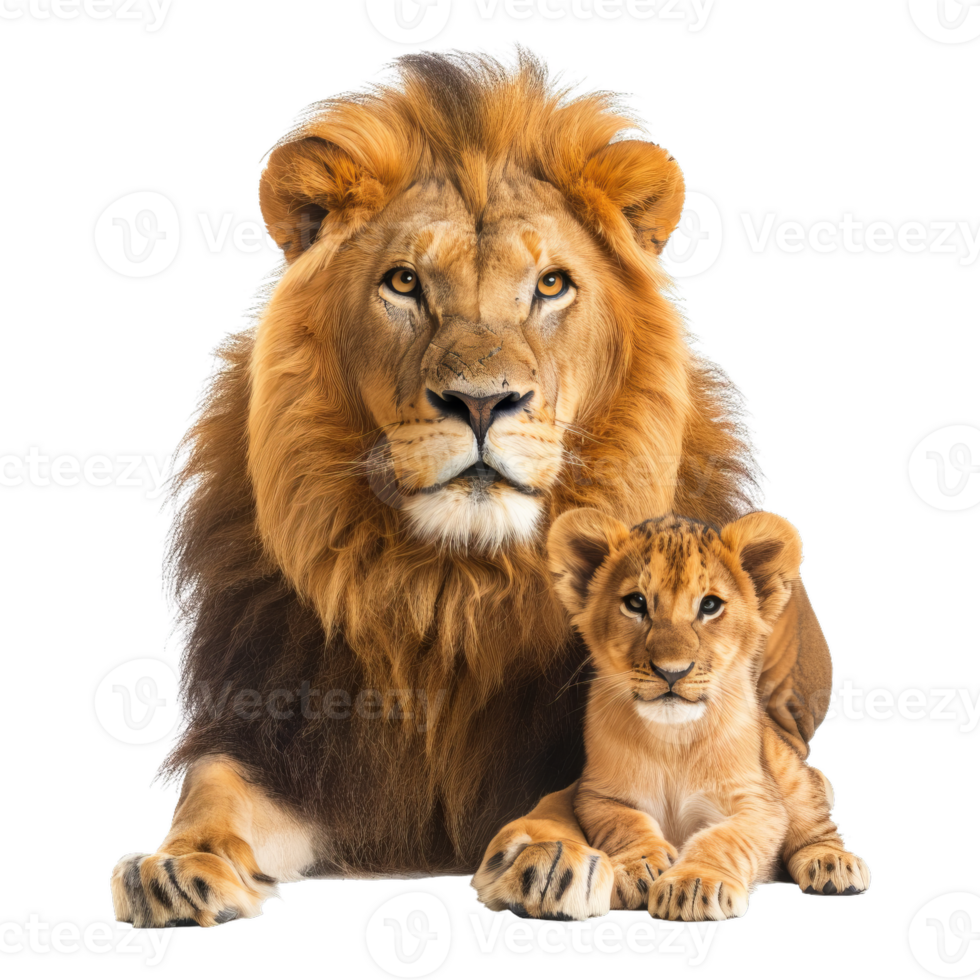 Lion And Cub Together, Transparent Animal Portrait png