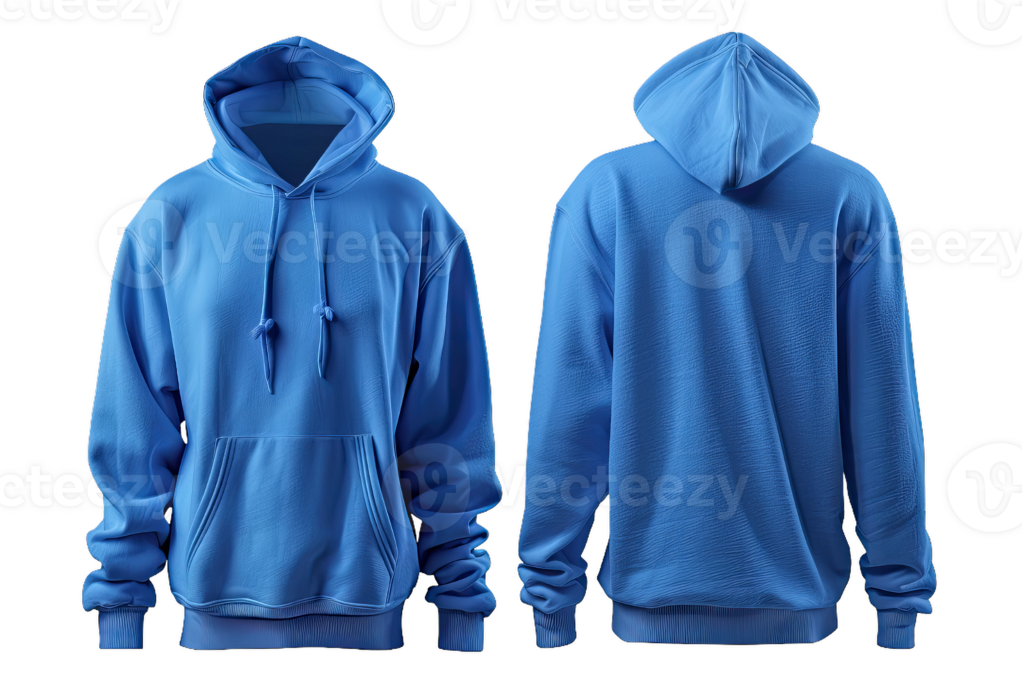 Blue Hoodie Mockup Front And Back Views For Fashion Design Template png