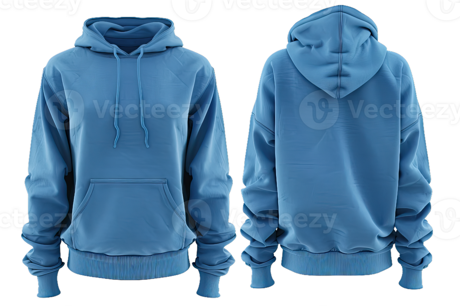 Blue Pullover Hoodie Mockup Front And Back View png