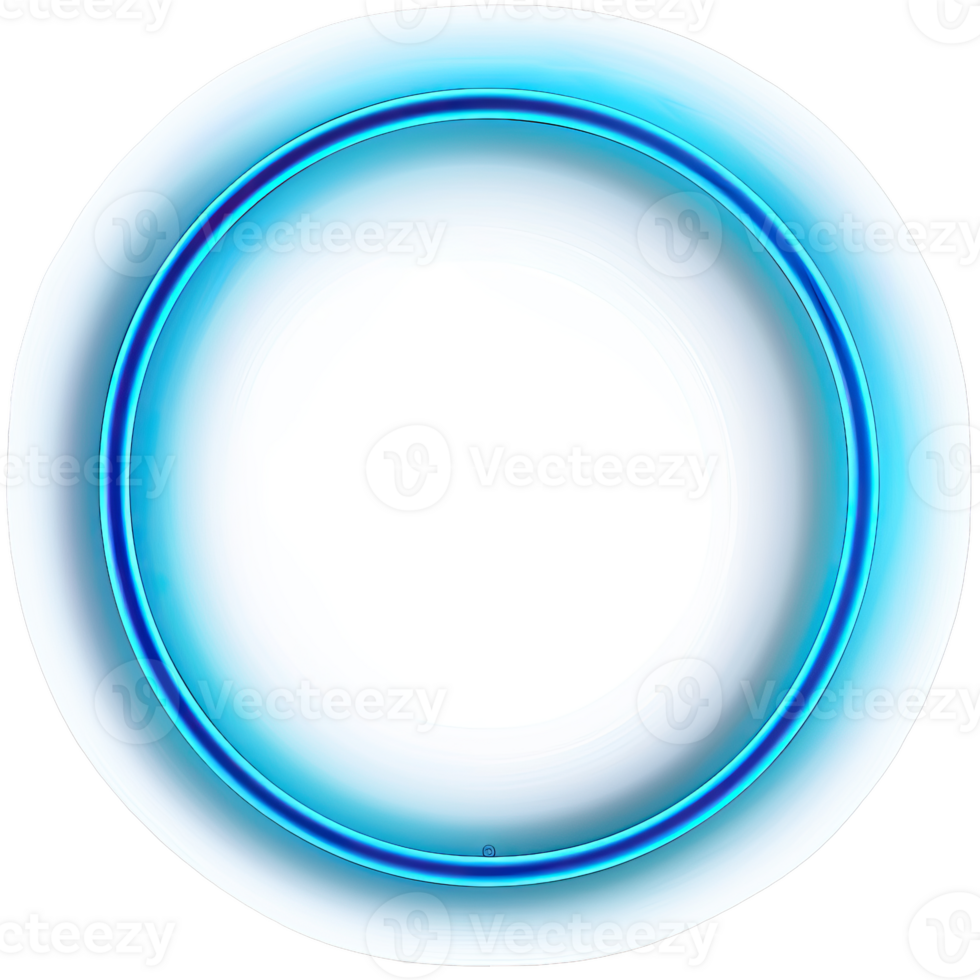 Neon Blue Circle Glowing Light Effect Frame Element For Modern Design png