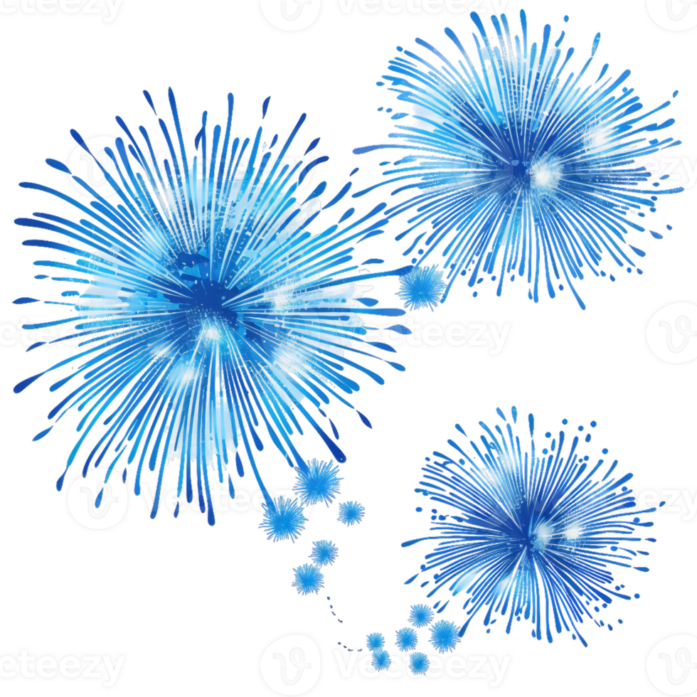 Blue Fireworks Display Festive Celebration, Illustration png
