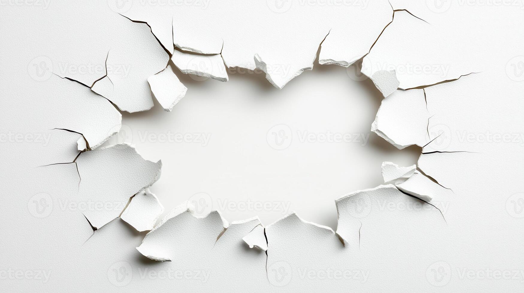 White surface breaking designs creating a hole with copy space, perfect for backgrounds and textured apart photo