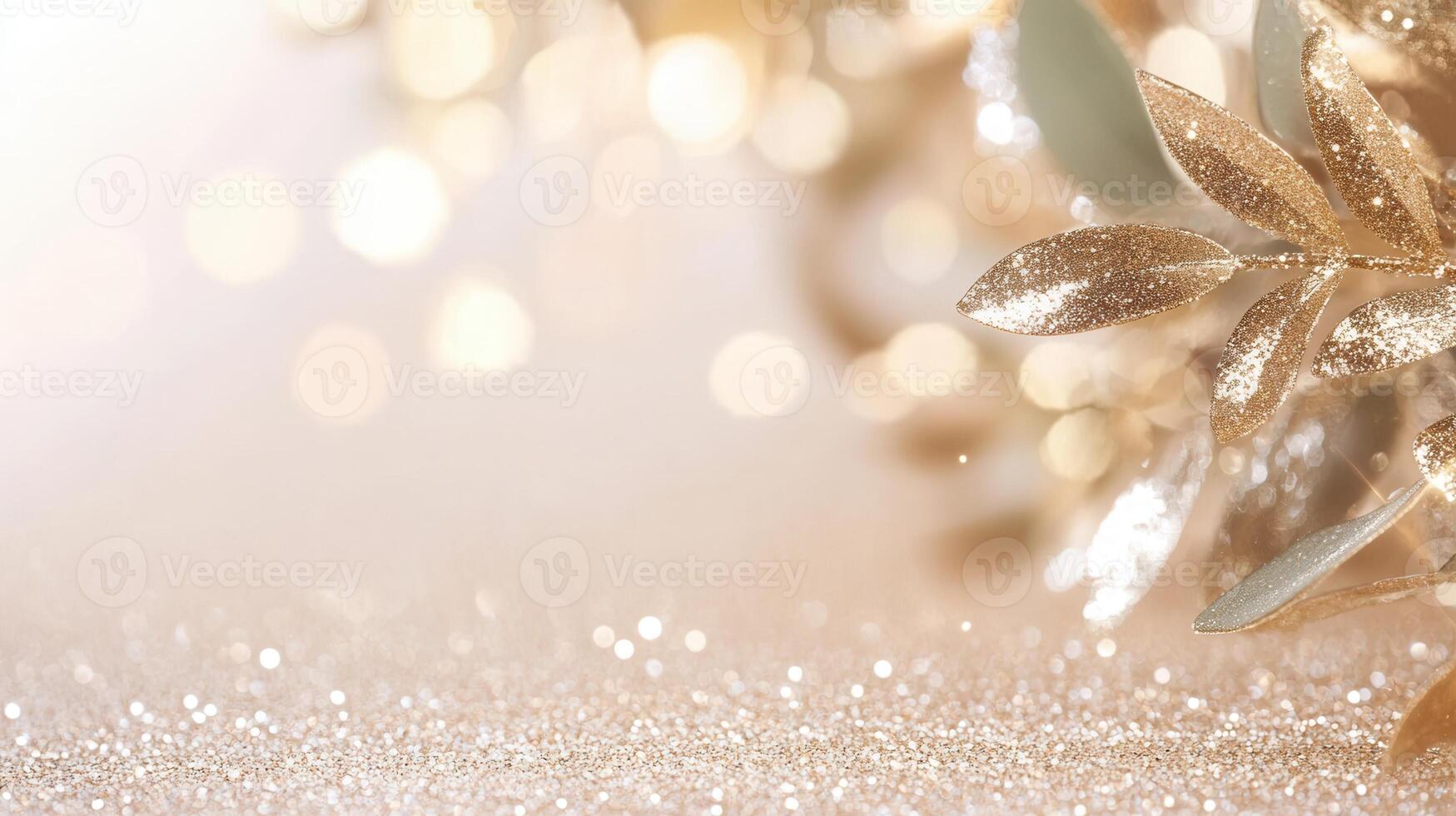 Autumn golden leaves sparkling, highlighting shimmering elegance with seasonal festive background capturing holiday warmth photo
