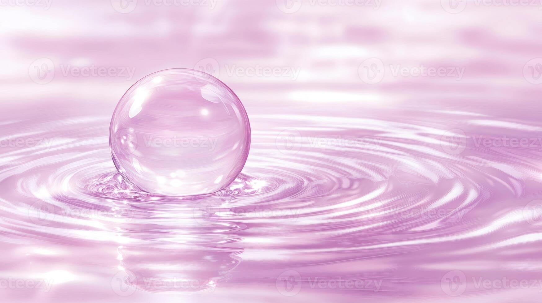 Delicate pink water droplet creates ripples on smooth surface during quiet moment photo