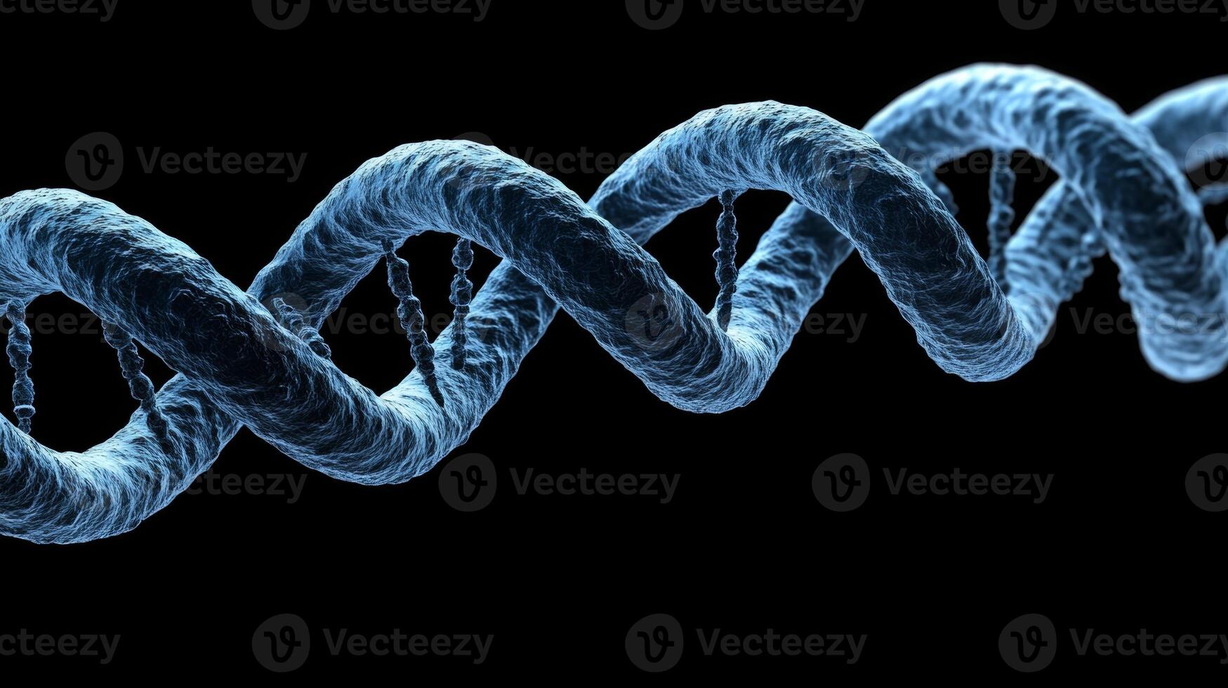Detailed visualization of a DNA double helix structure illustrating molecular biology concepts in a dark background photo