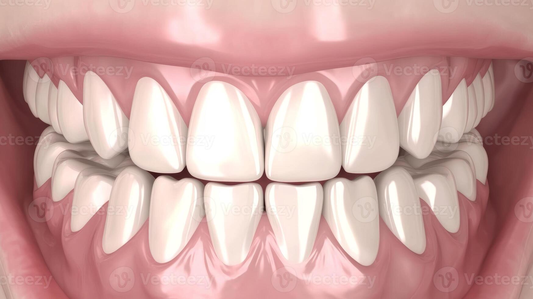 Close-up view of human teeth showcasing dental structure and alignment in a neutral pose photo
