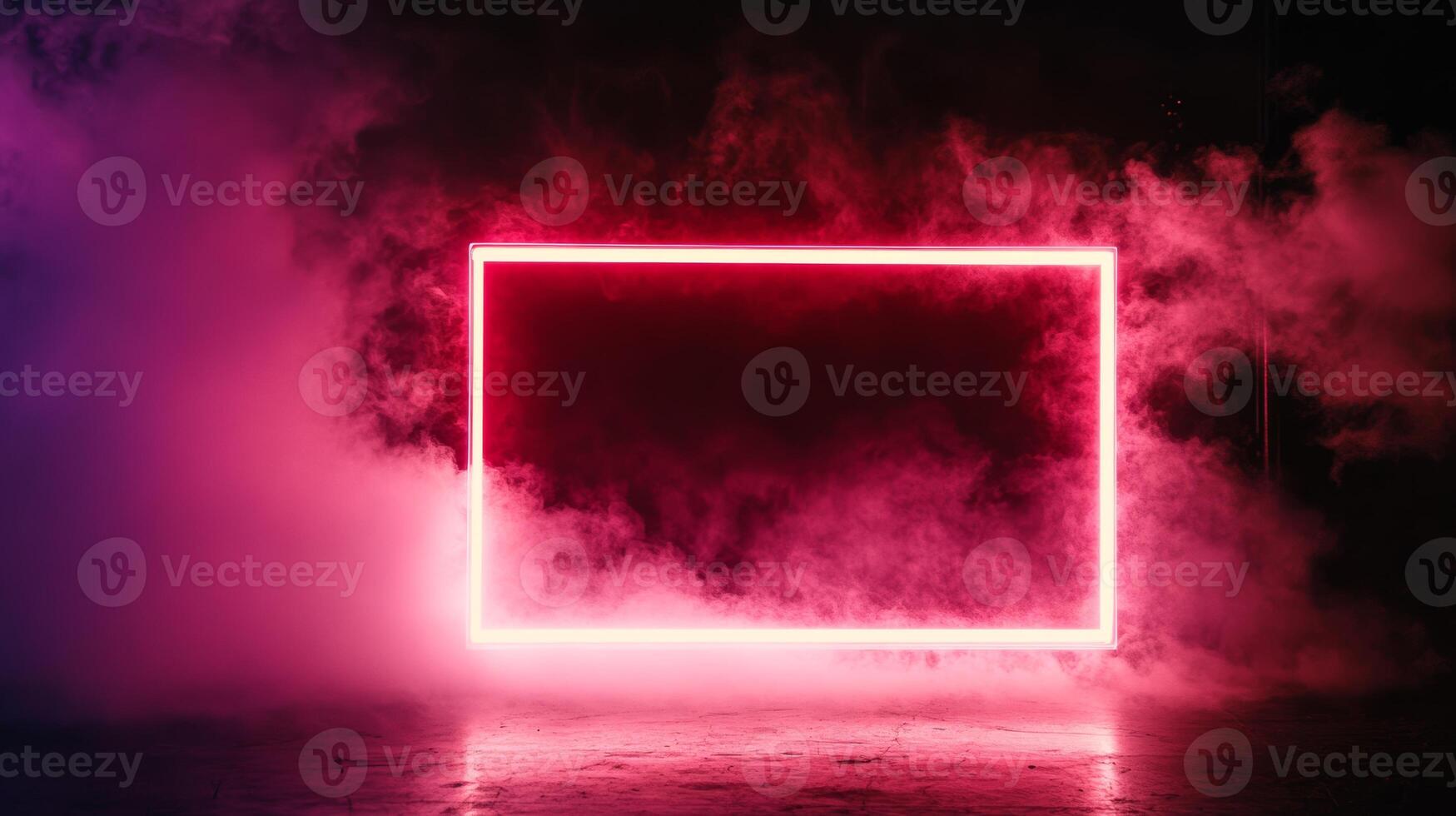 Creative neon light frame shaped by colorful smoke inspires artistic exploration in a modern design setting photo