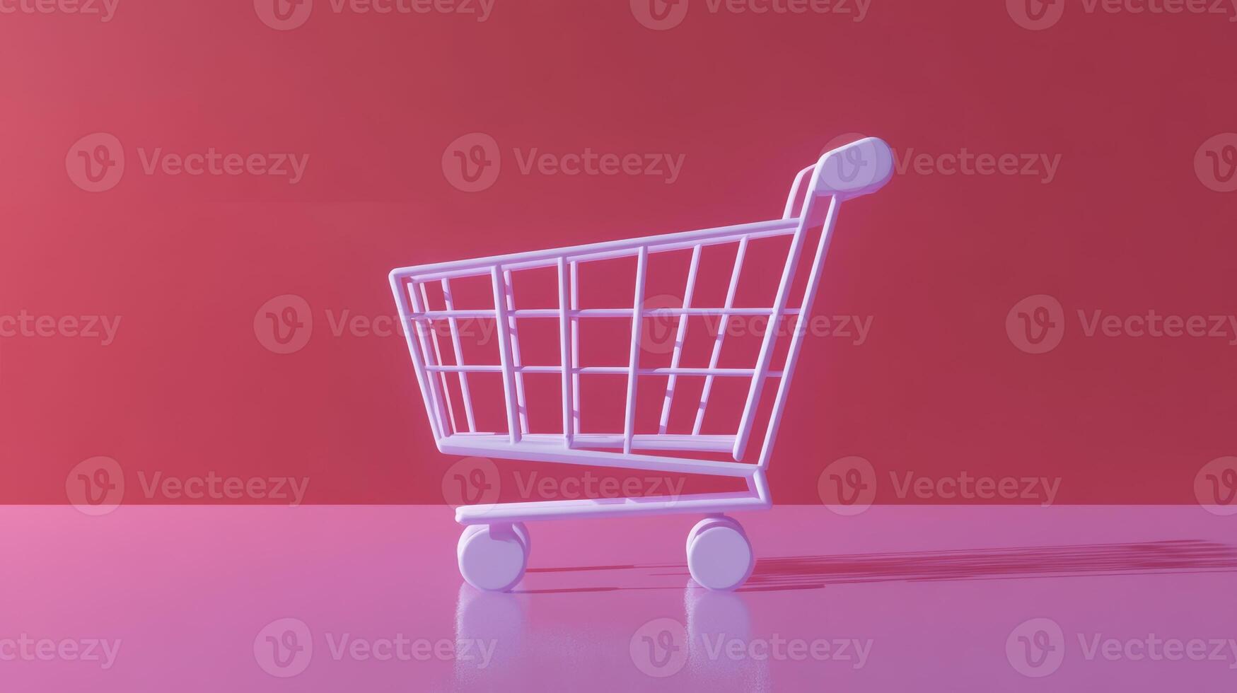 Shopping cart on a vibrant pink background creating a modern retail atmosphere photo