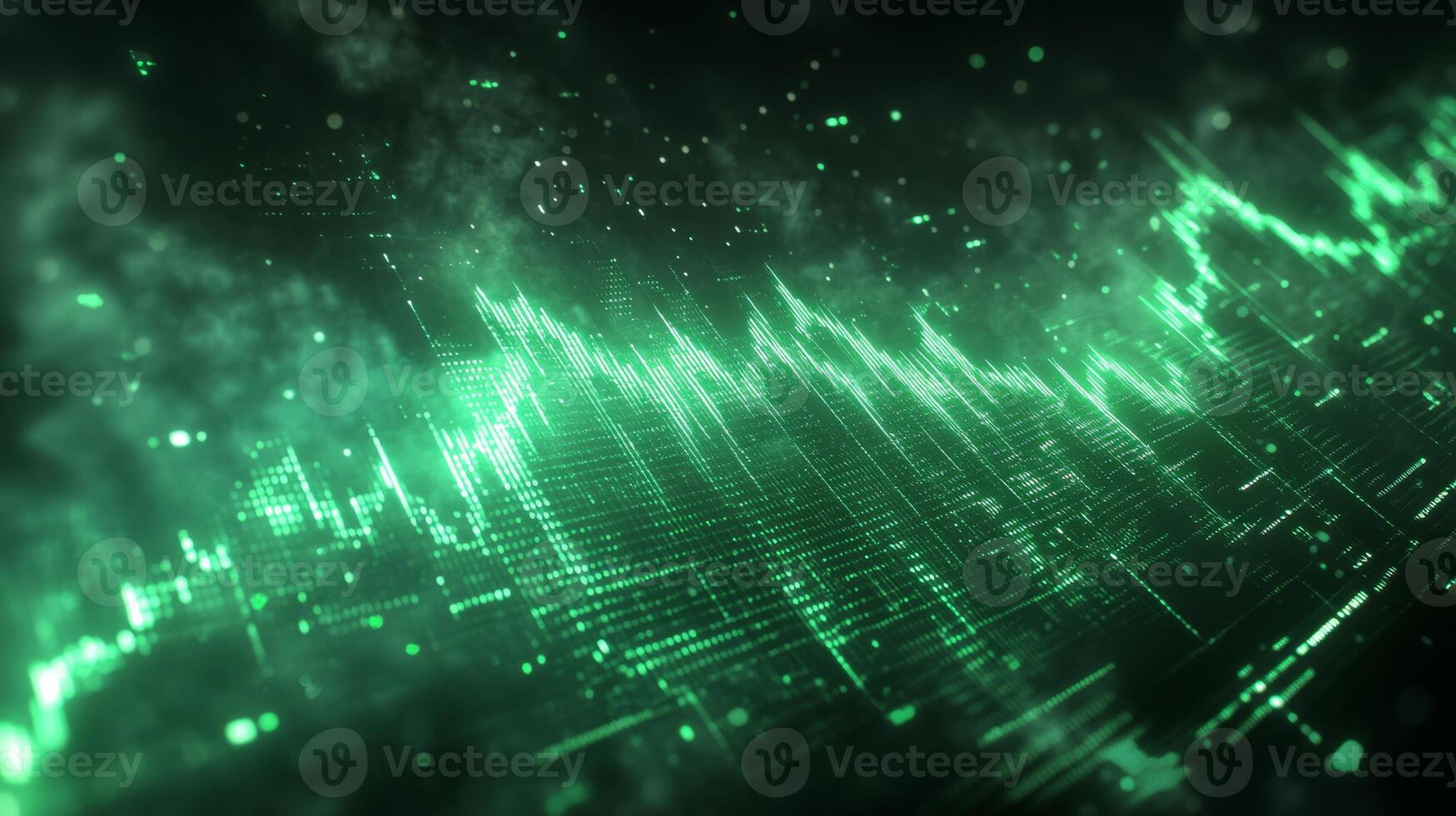 Visual representation of sound waves flowing in an abstract digital environment photo