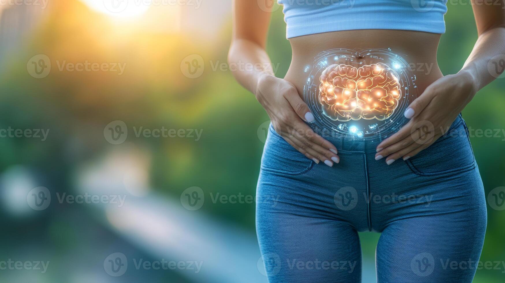 Creative blend of body and mind in a vibrant outdoor setting highlights progress in holistic health concepts photo