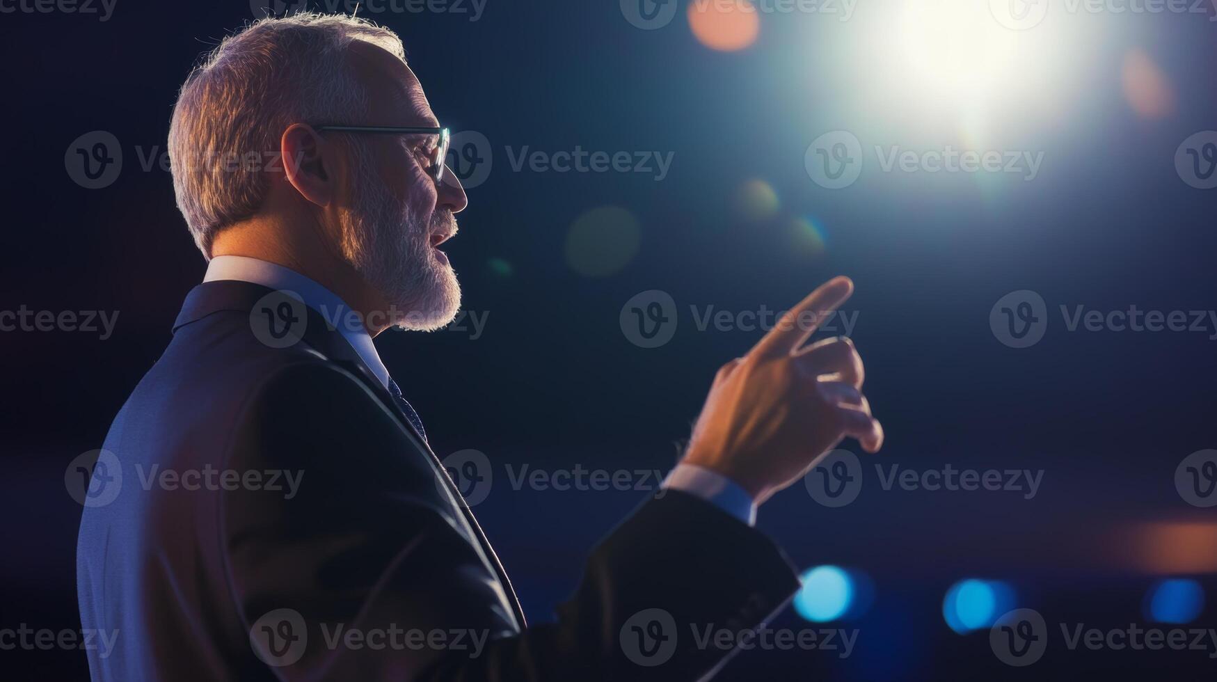 Business leader delivers inspirational speech at a conference focused on innovation and growth photo