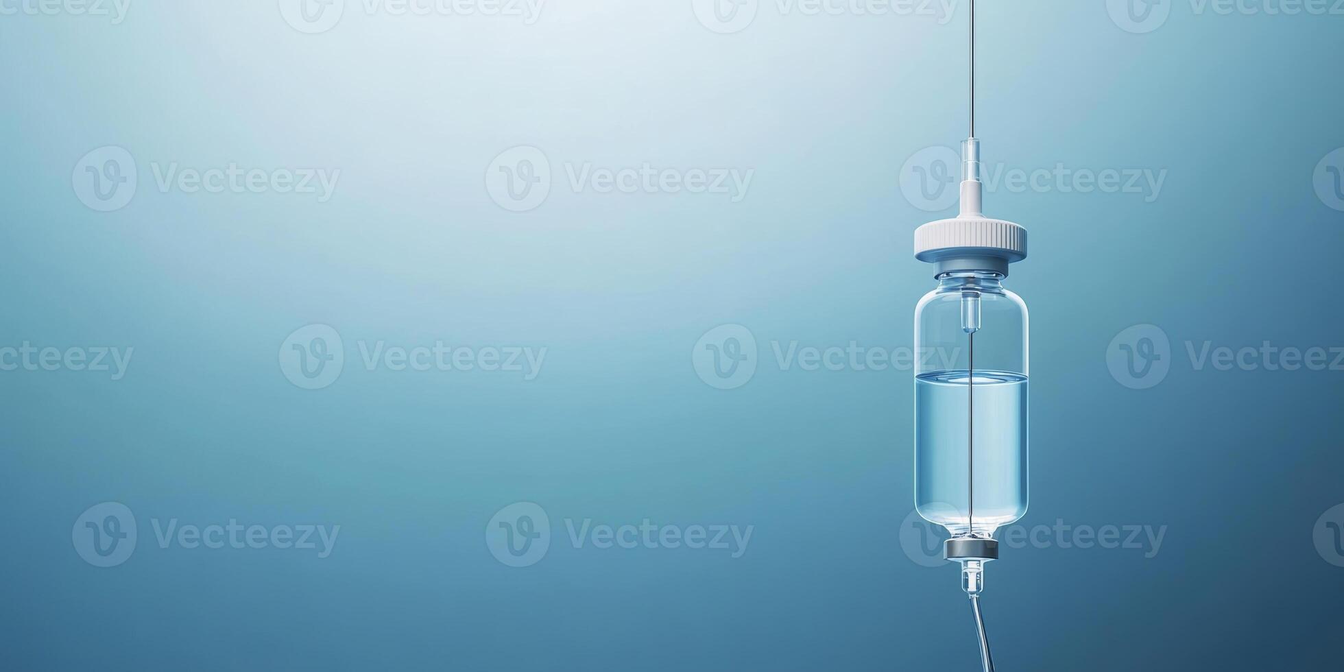 Vaccination process in a clinical setting with a syringe and sterile solution captured against a gradient background photo