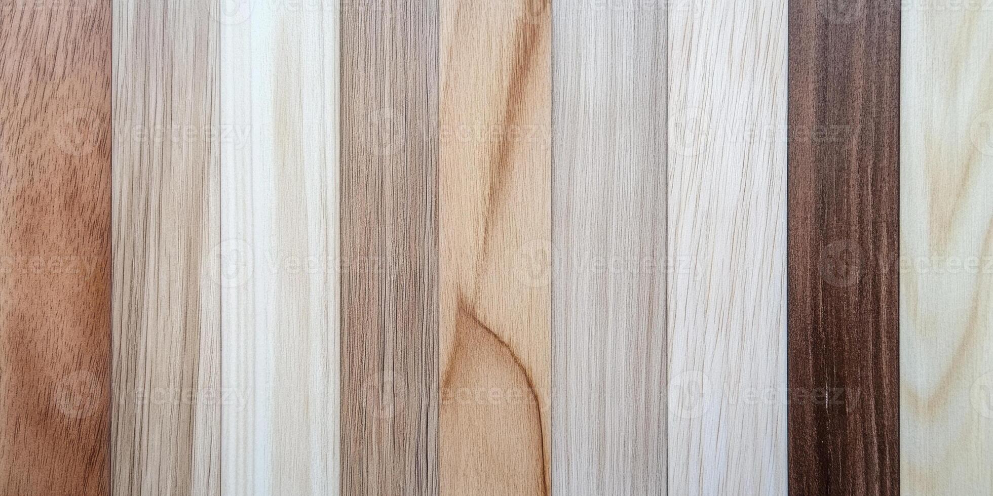 Various wood textures display natural grain patterns and colors in a close-up view on a flat surface, perfect for design inspirations photo