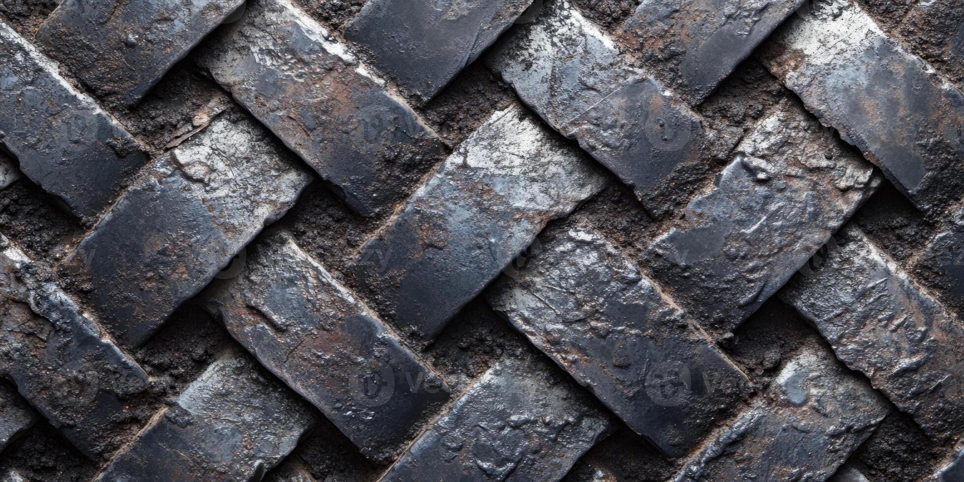 Intricate woven texture of dark metallic plates with earthy tones captured in a close-up view in bright lighting photo