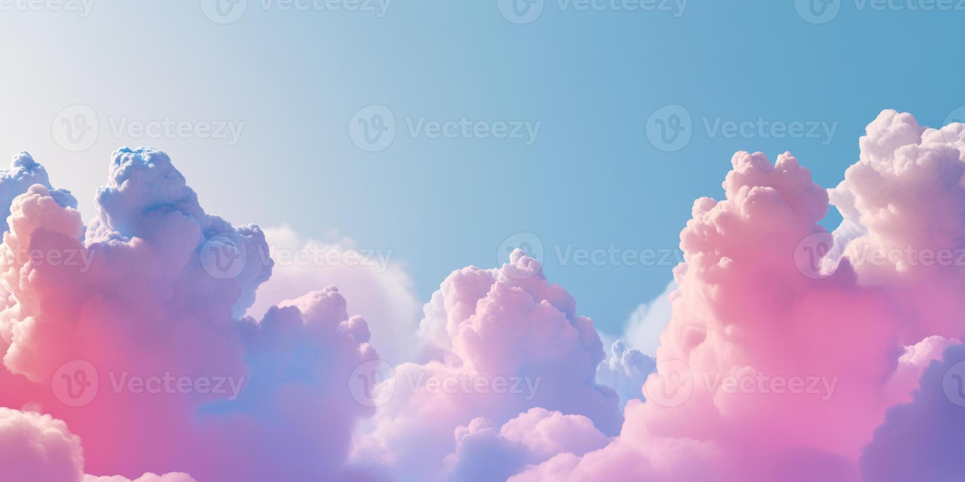 Colorful clouds fill the sky during sunset creating a stunning atmosphere of pastel shades and soft textures photo