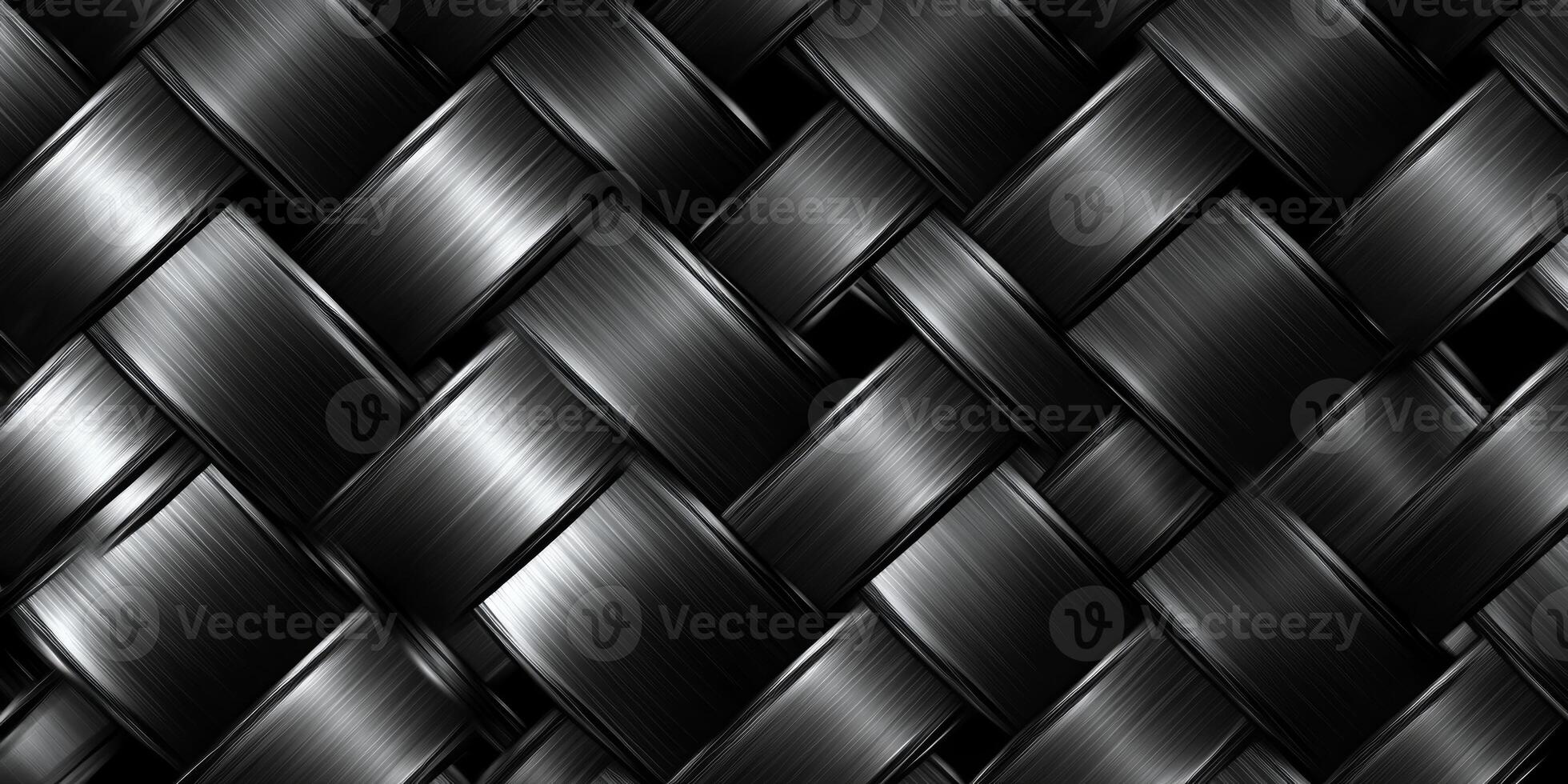 Detailed woven texture in black showcasing an intricate pattern of interlaced materials photo