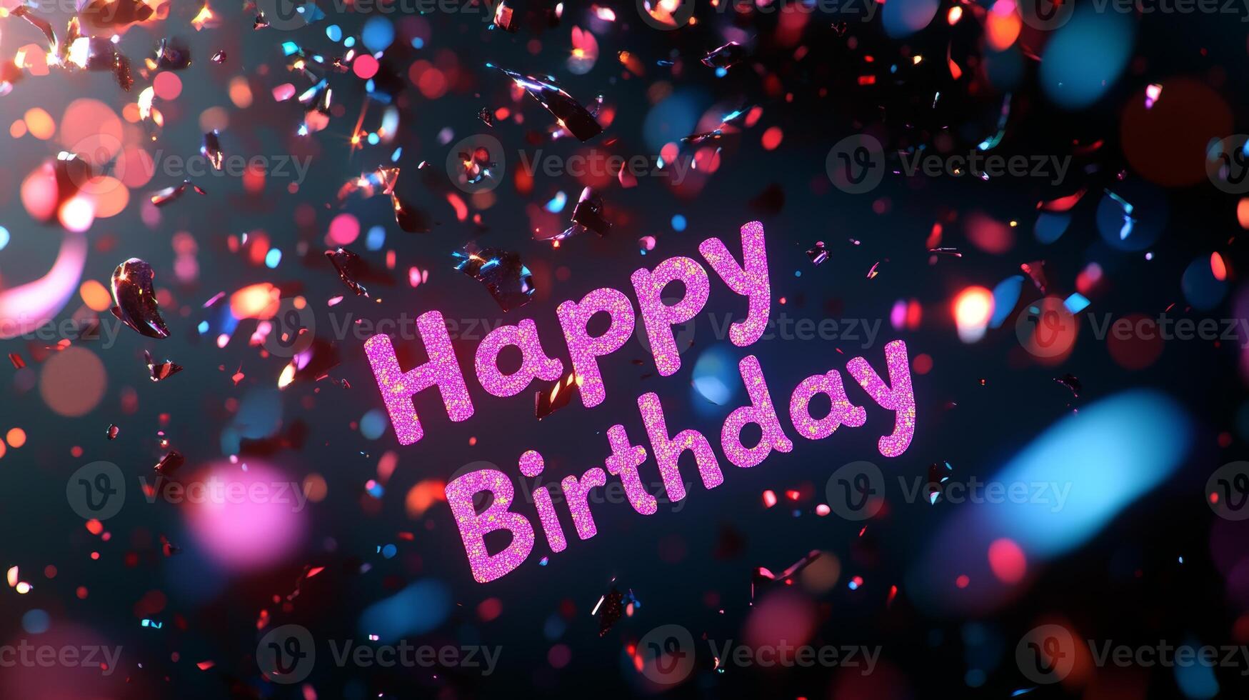 Colorful confetti and sparkling text create a festive atmosphere to celebrate a special birthday occasion photo