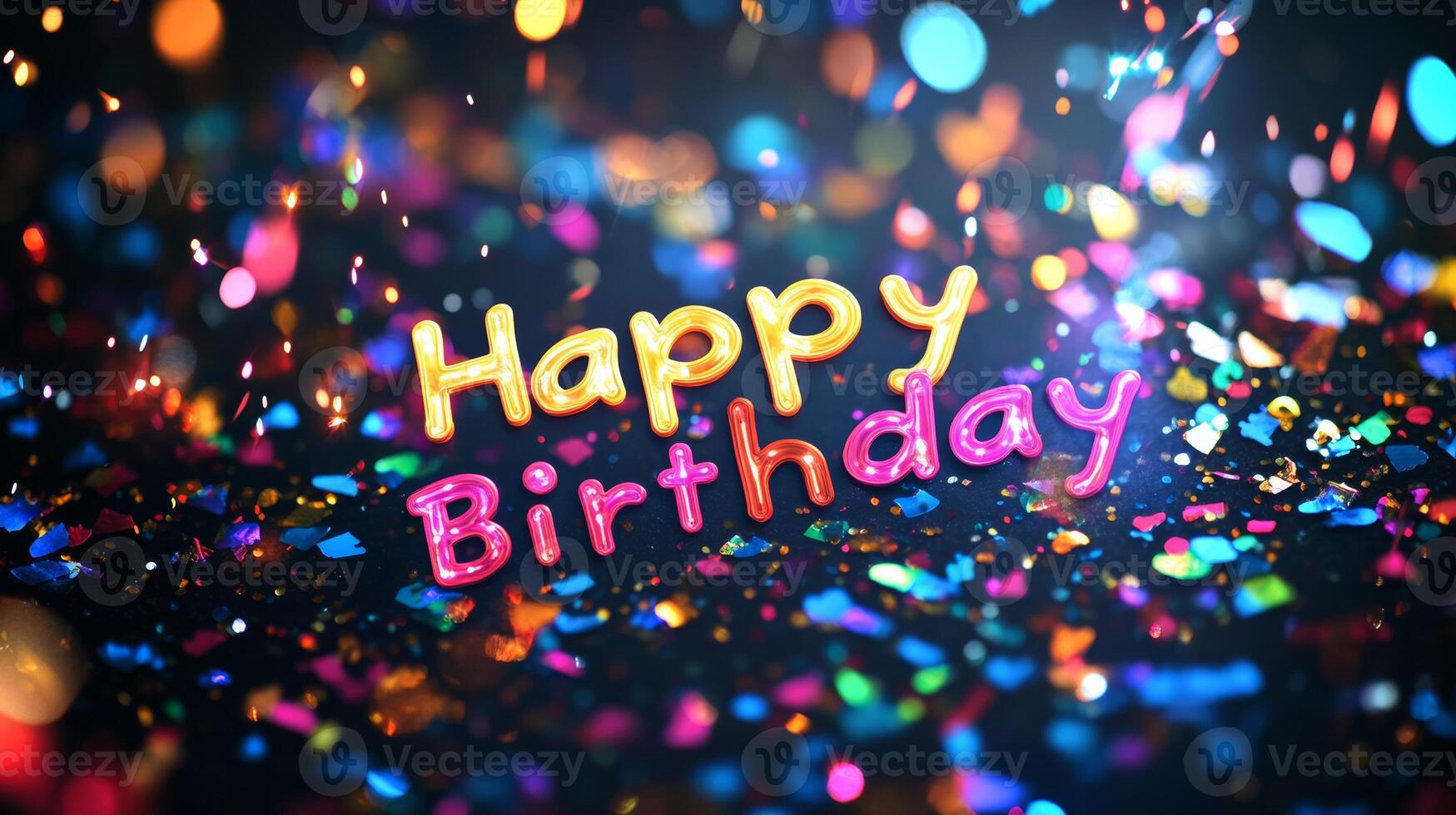 Bright and colorful birthday celebration with confetti and festive decorations in a joyful atmosphere photo