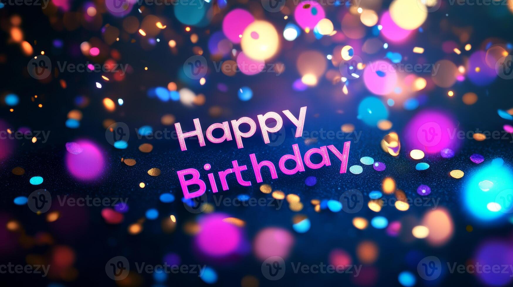 Colorful confetti with a happy birthday greeting against a dark background celebrating joyful moments and memories photo
