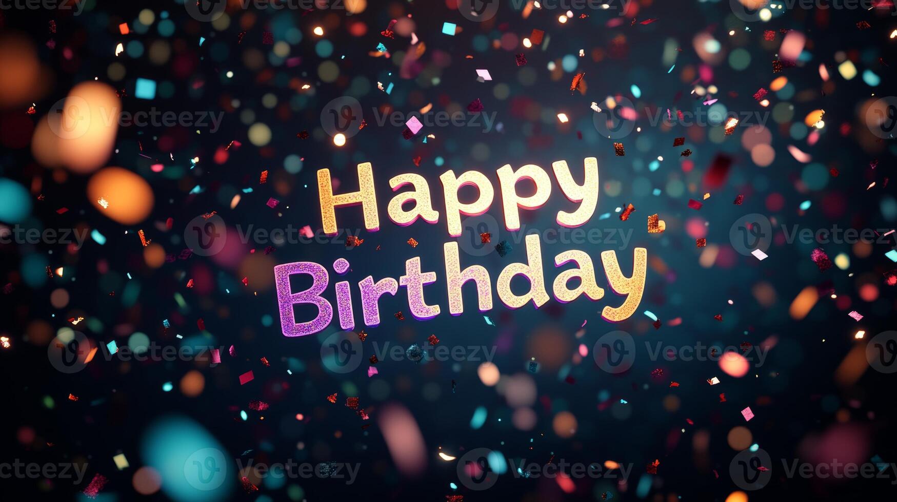 Colorful confetti celebrates a joyful birthday with vibrant decorations and cheerful atmosphere photo