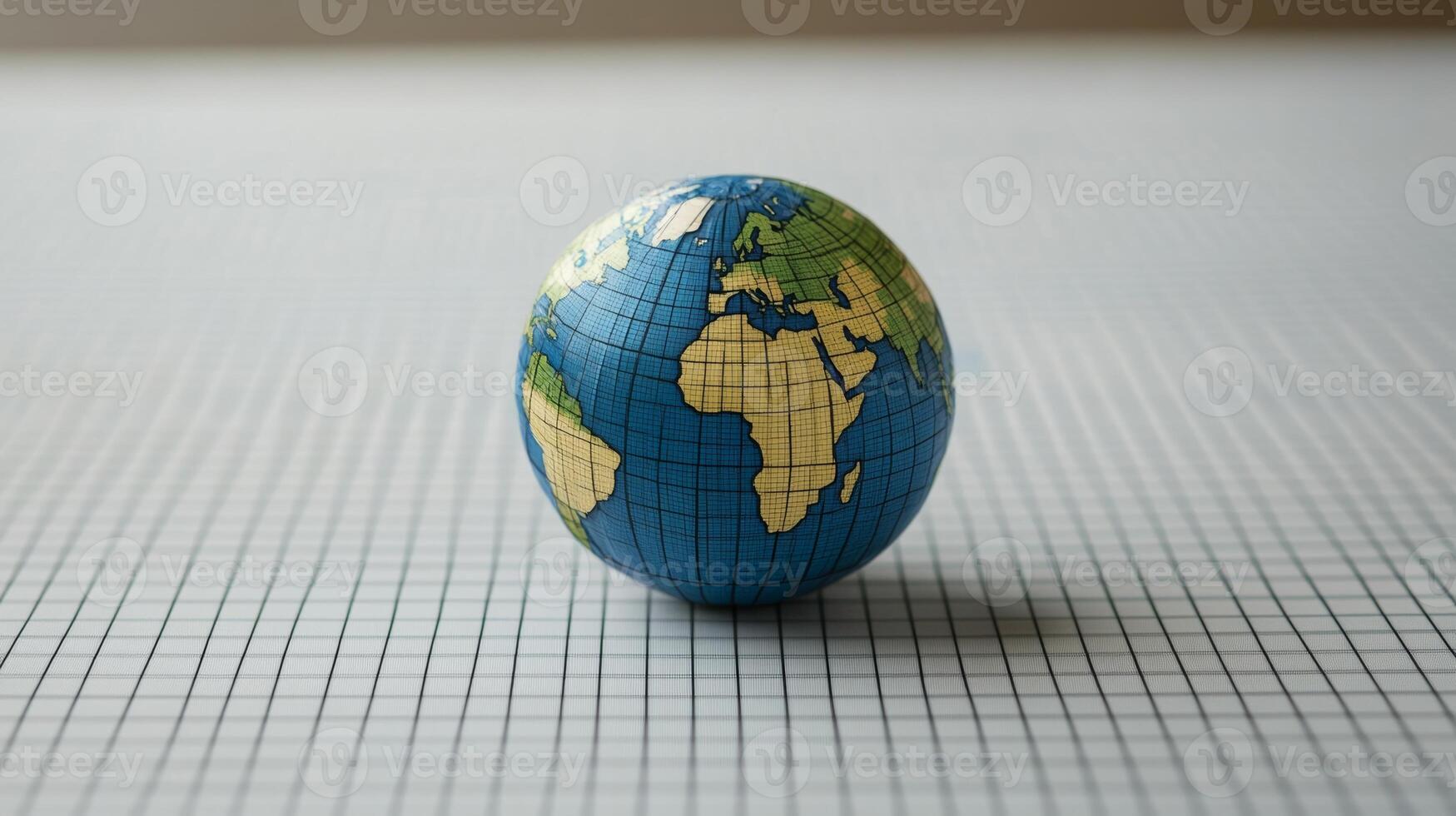 Globe on graph paper presents a creative exploration of geography and global awareness in a study environment photo