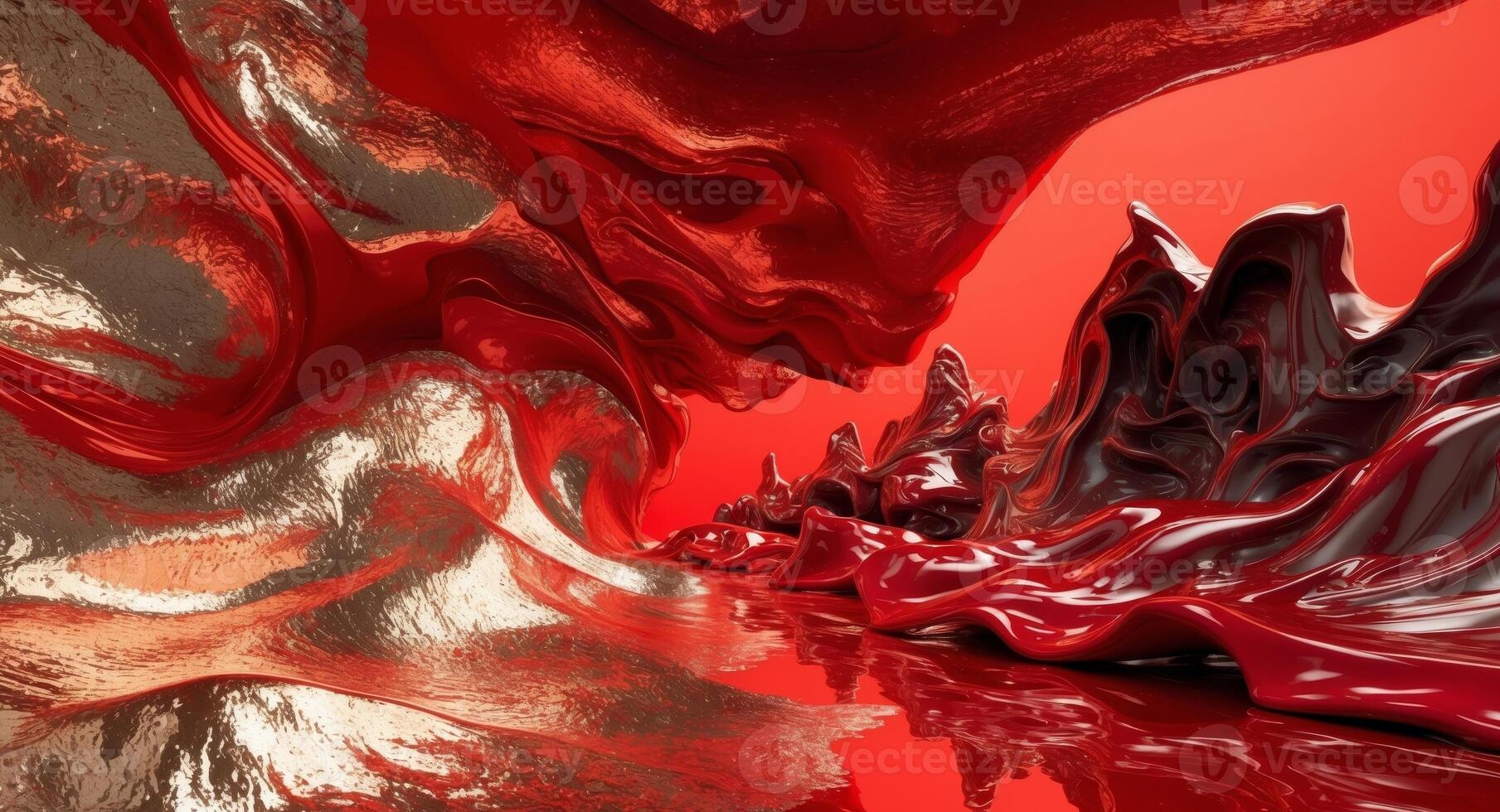 A red liquid flowing over a rock photo