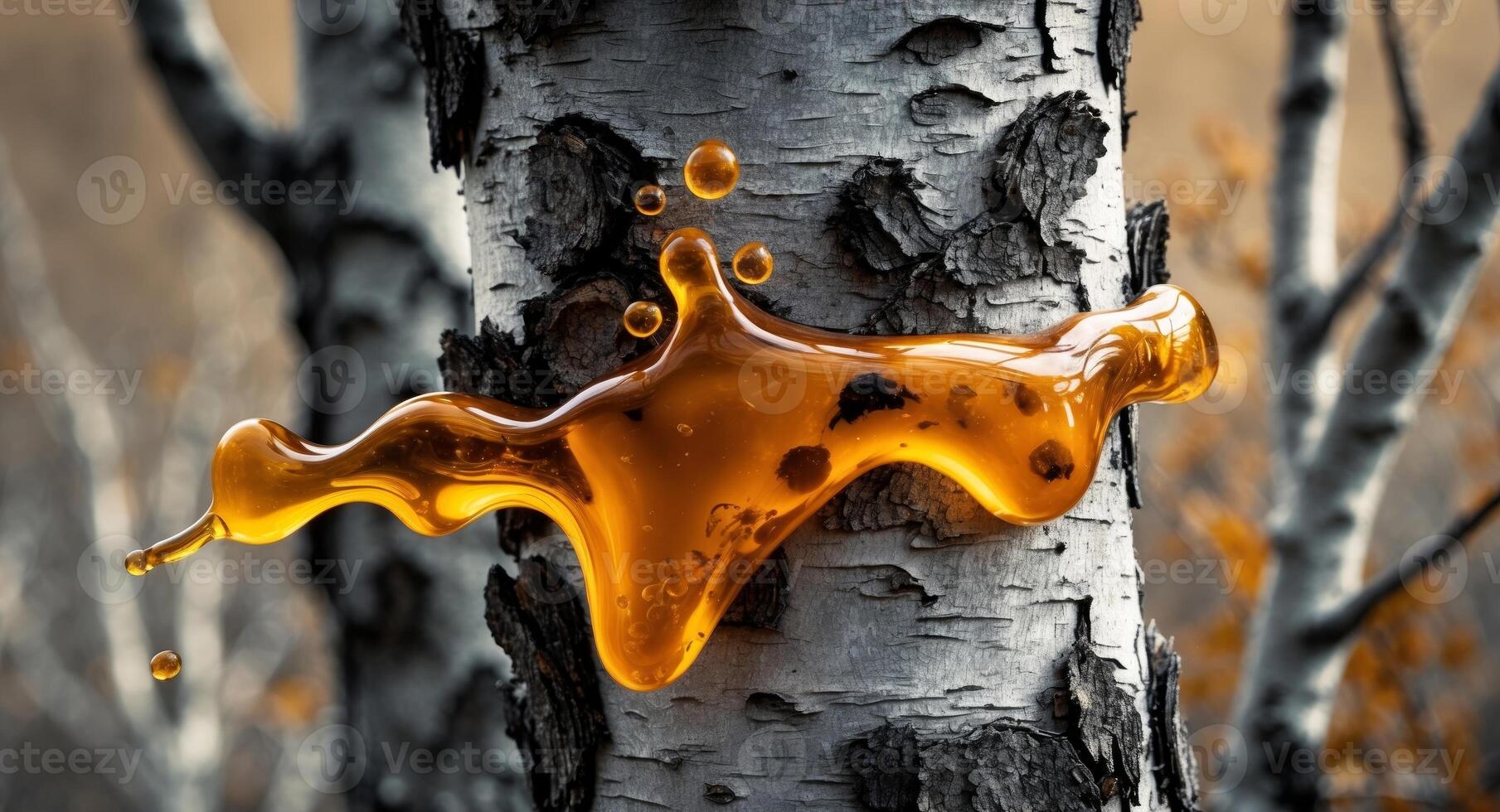 A close up of a tree with a liquid dripping from it photo