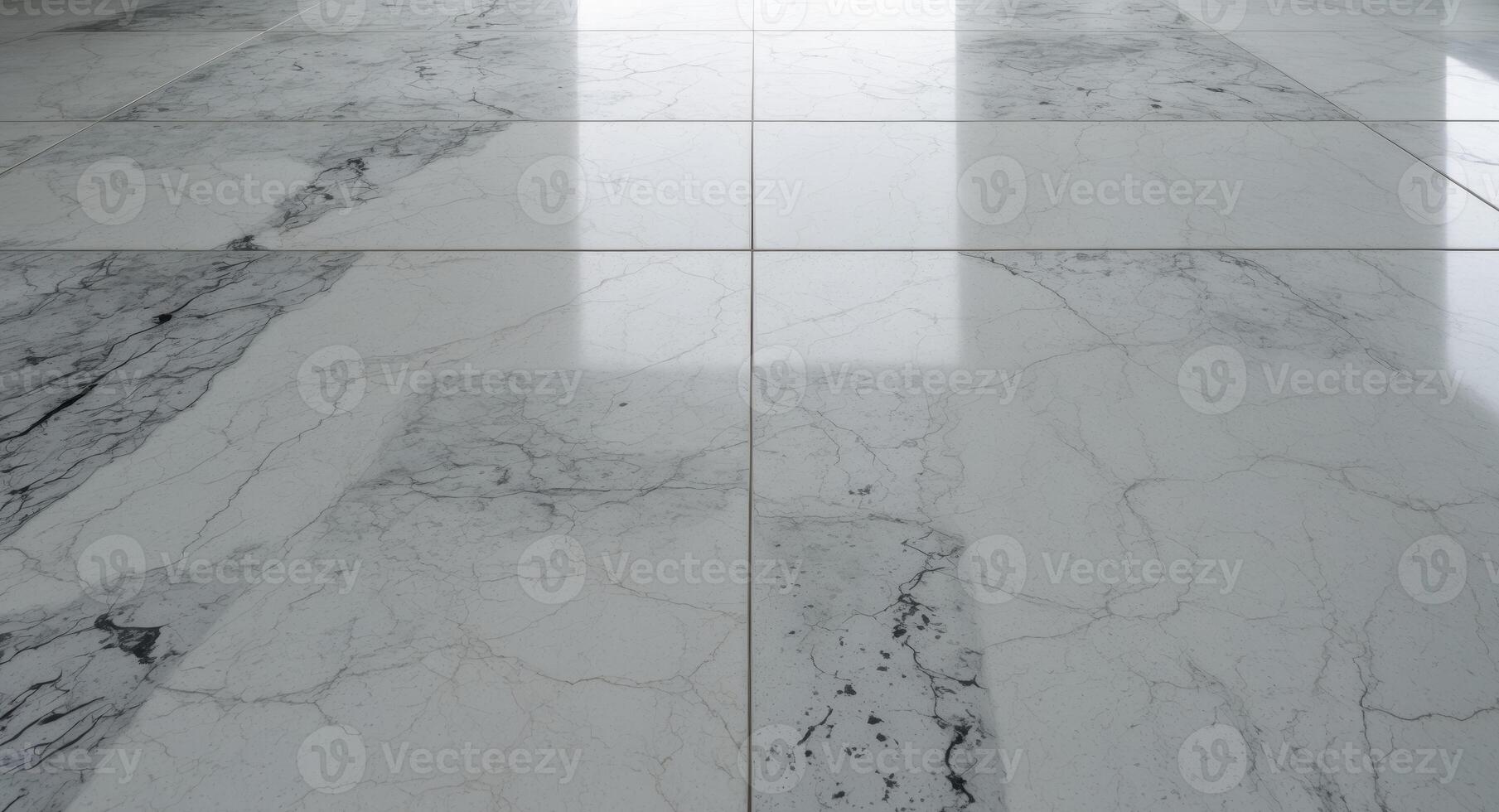 White Marble Floor Tiles with Grey Veins and Polished Surface, Interior Design. photo
