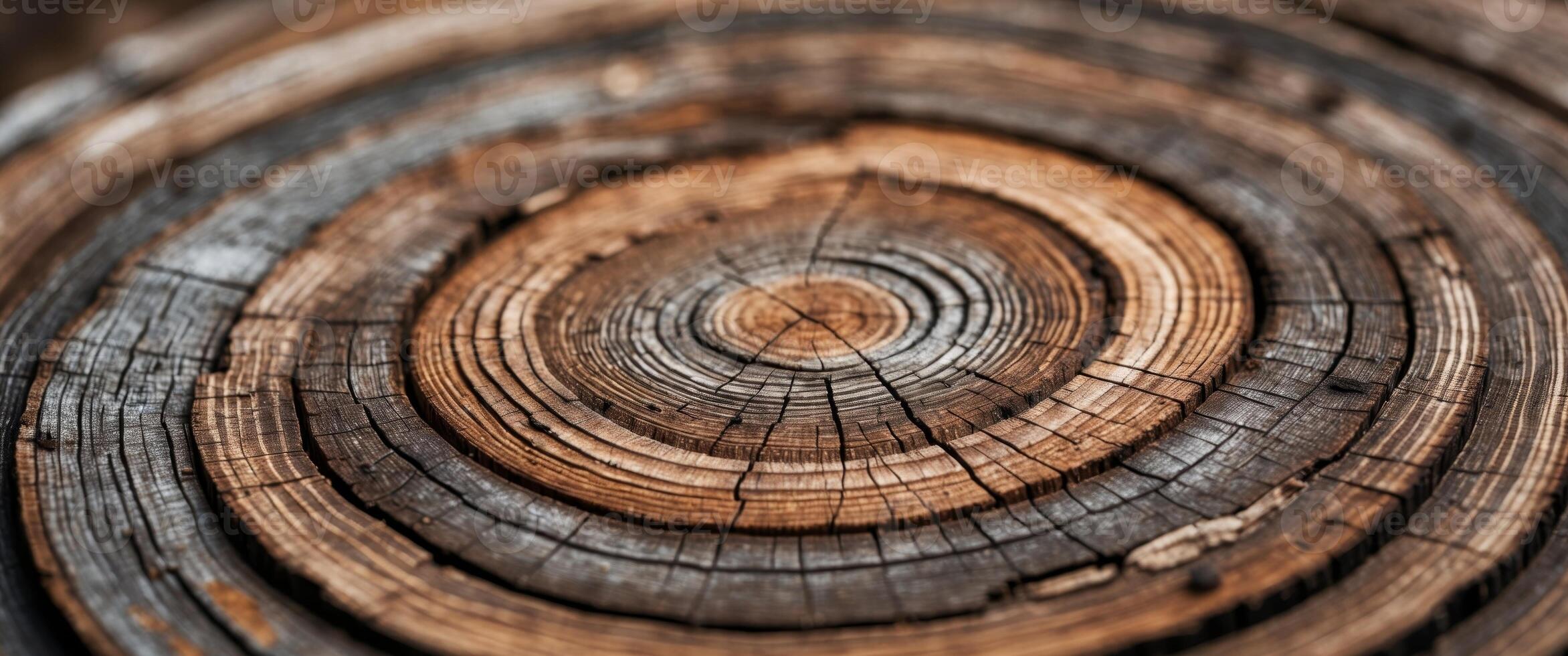 A close up of a wooden circle with a circular pattern photo