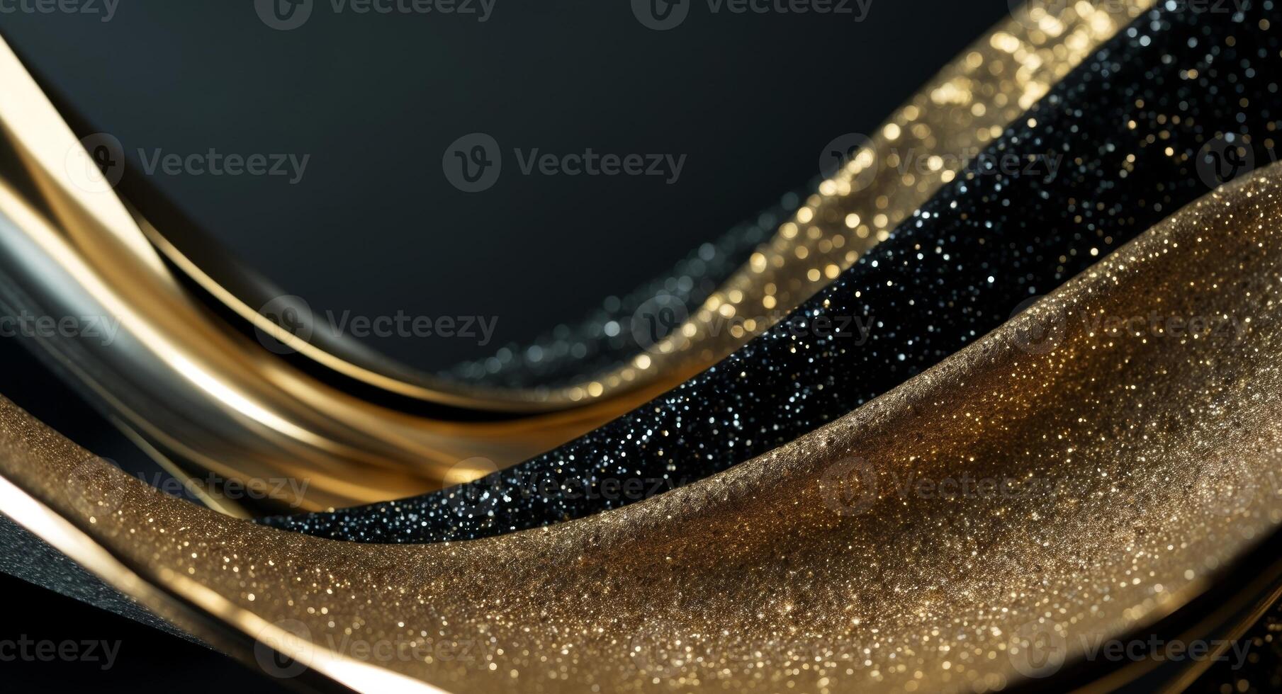 Gold and black abstract background with waves photo