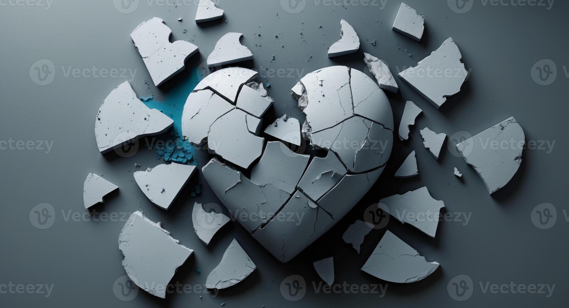 Shattered Heart. Conceptual Illustration of Love, Loss, and Emotional Fragmentation photo