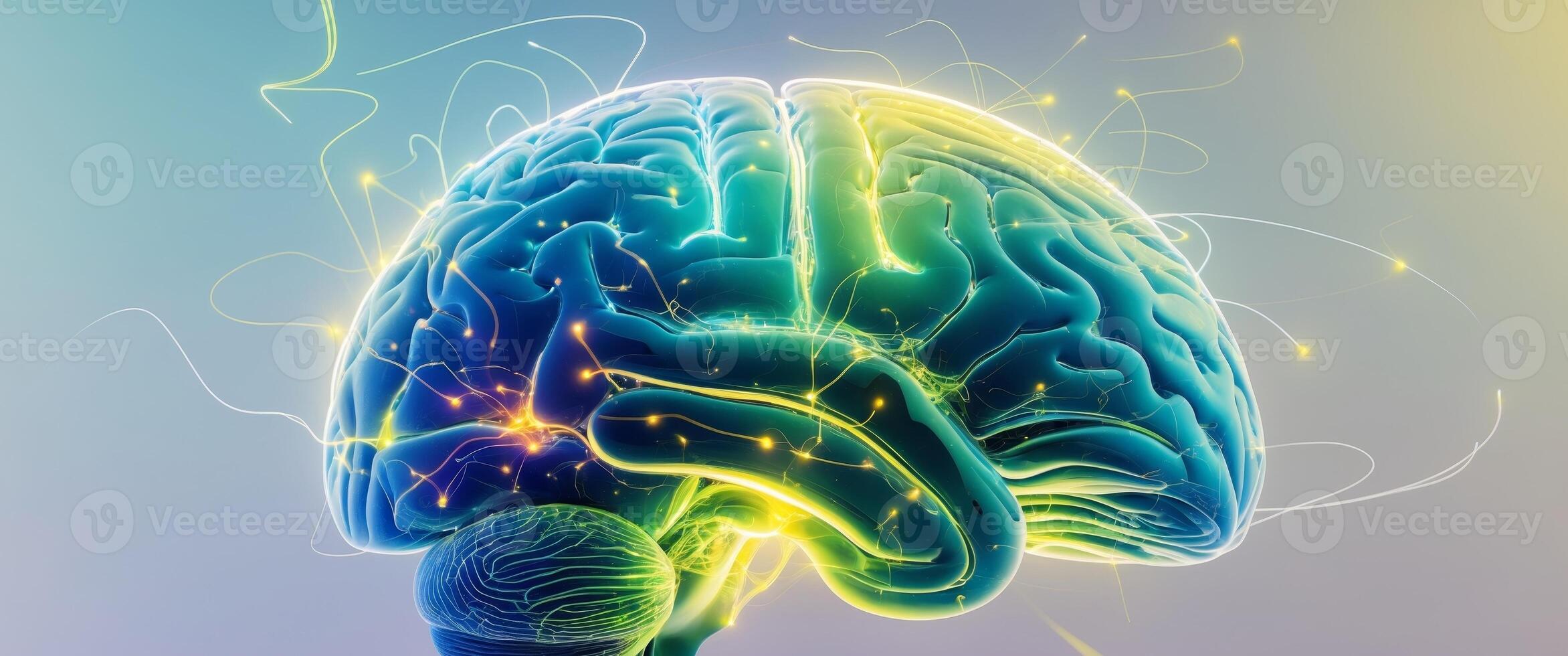 Neural Network, Brain Activity and Synapses. A Modern Medical Visualization. photo