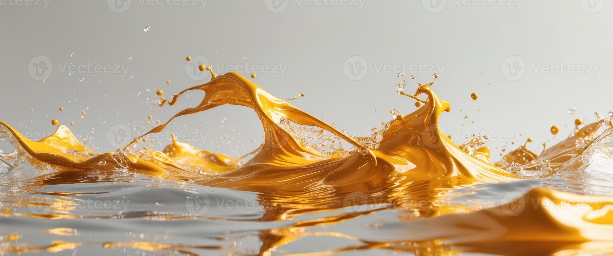 Orange liquid splashing into water photo
