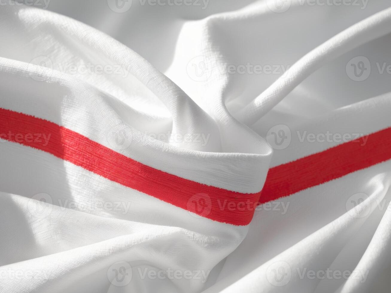 Abstract White Fabric with Red Stripes, Soft Draping, and Subtle Shadow Play. photo