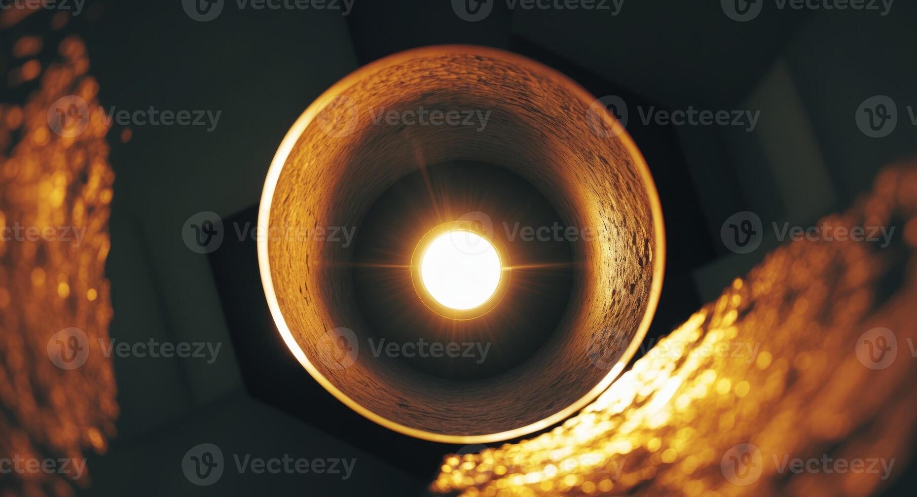 An abstract view of the light source in a lamp, revealing a glowing tunnel vision. photo