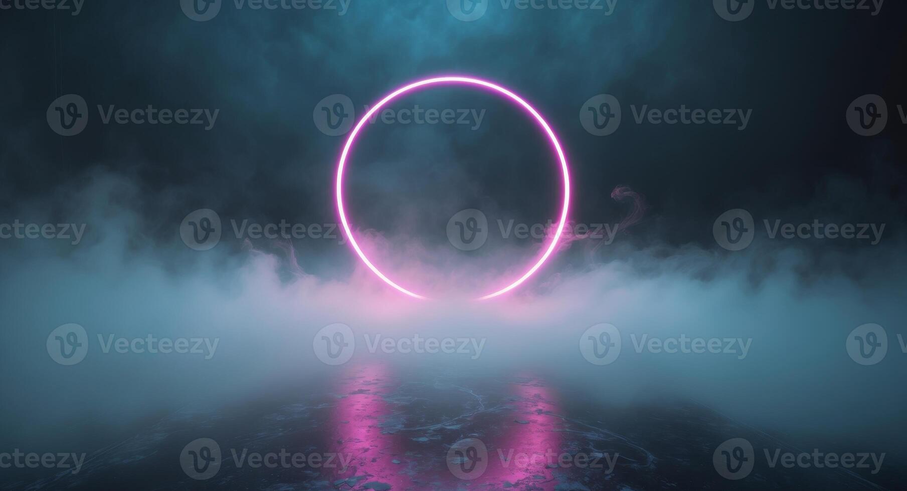 A neon ring in the fog photo