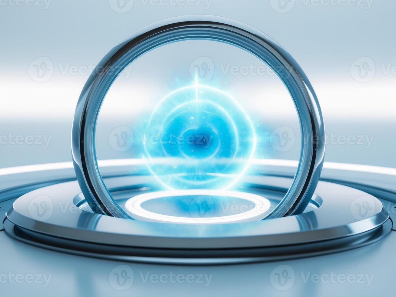 A futuristic blue orb with a glowing light photo