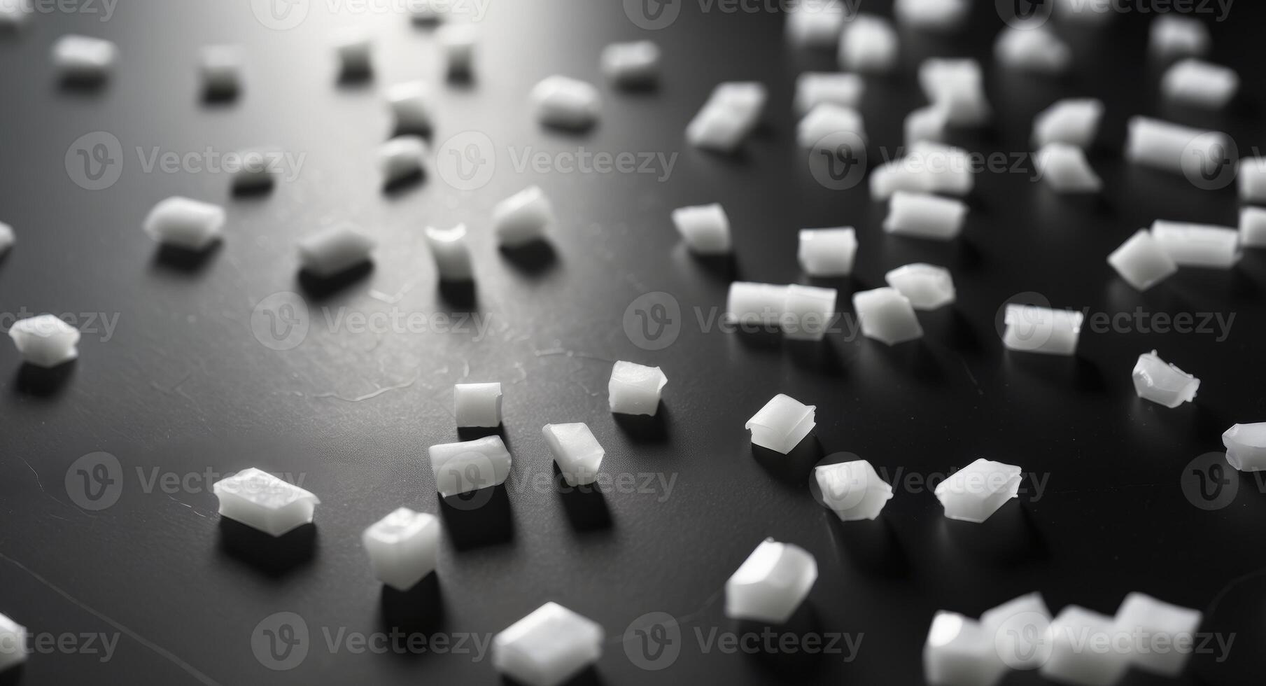 A group of white sugar cubes on a black surface photo