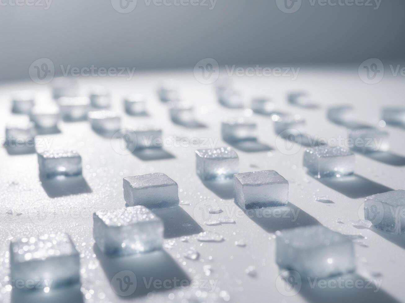 A group of ice cubes on a white surface photo