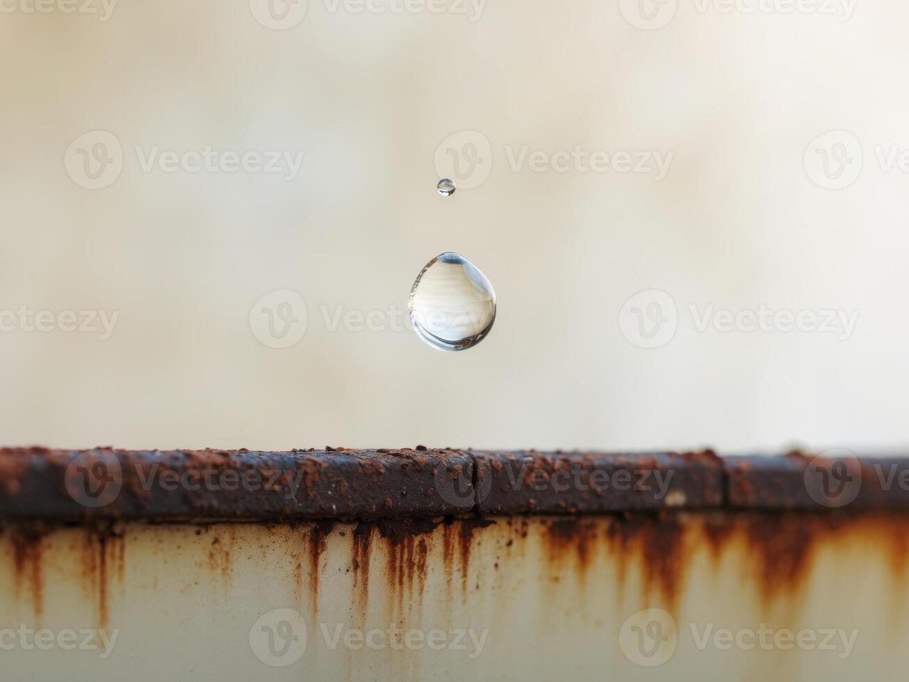 A drop of water falling from a rusty surface photo