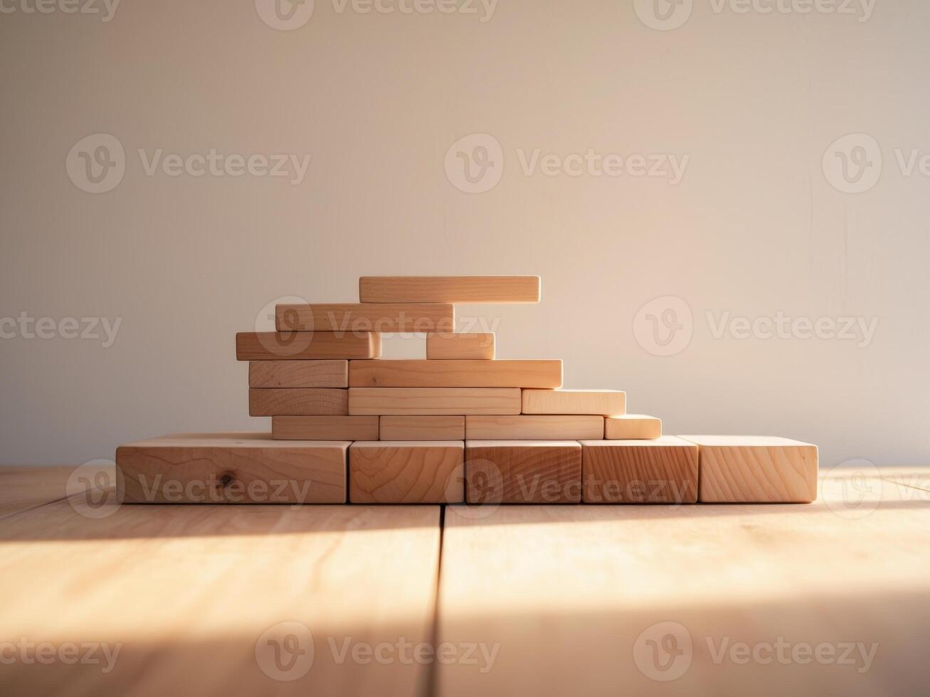 A wooden block on top of a table photo