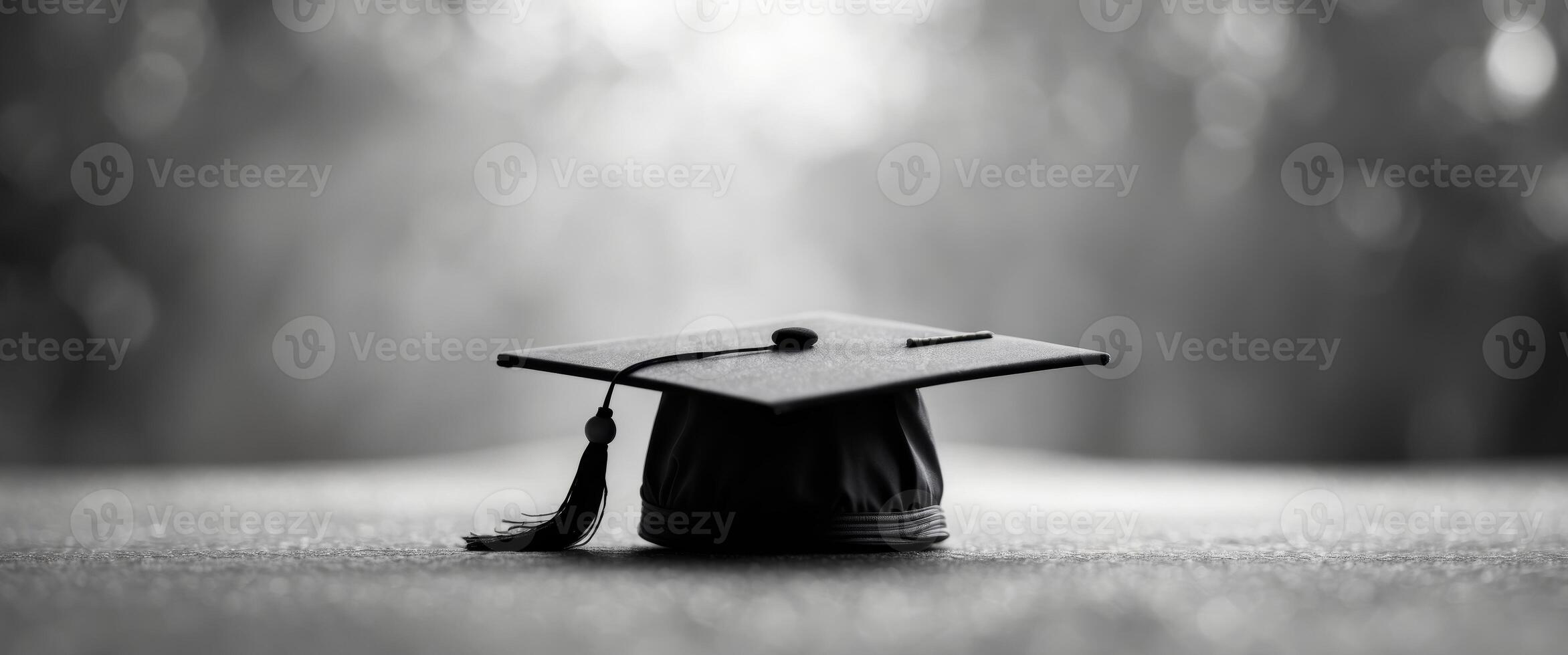 Black and white graduation cap on a table photo