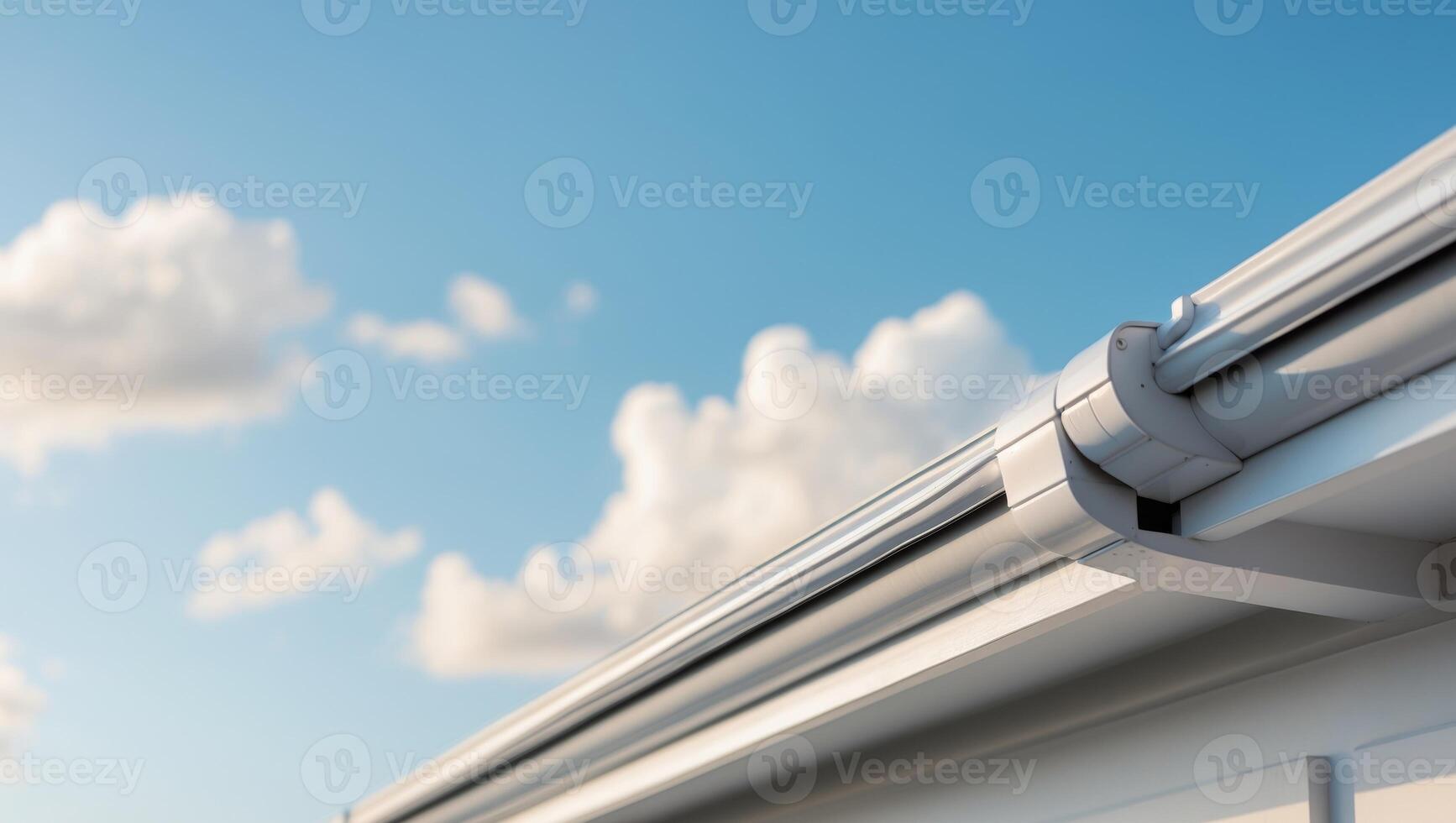A close up of a gutter on a roof photo